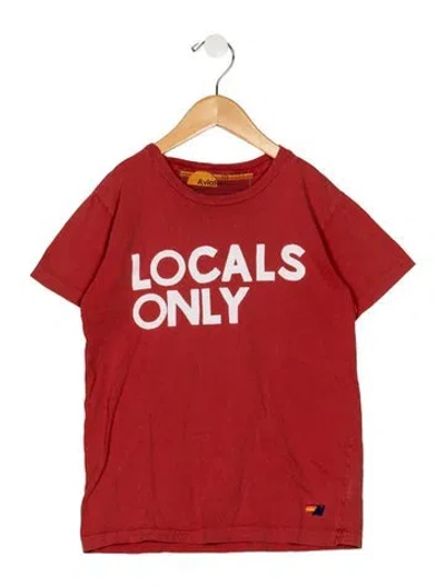 Pre-owned Aviator Nation Kids' Girls Branded Pattern Printed Shirt In Red