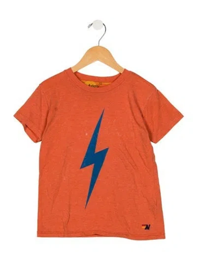 Pre-owned Aviator Nation Kids' Girls' Short Sleeve Shirt In Orange