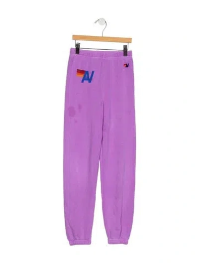 Pre-owned Aviator Nation Kids' Girls' Solid Sweat Pants In Purple