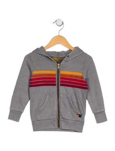 Pre-owned Aviator Nation Babies' Girls' Zip-up Hoodie In Gray