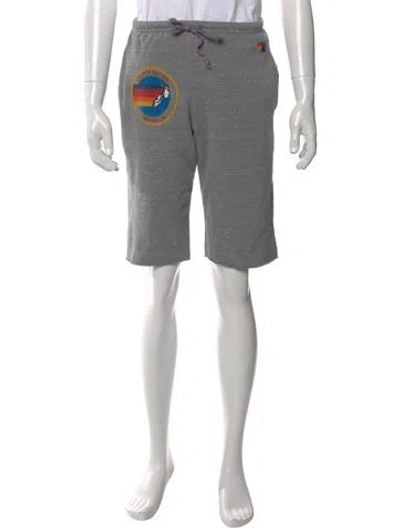 Pre-owned Aviator Nation Graphic Print Athletic Shorts In Gray