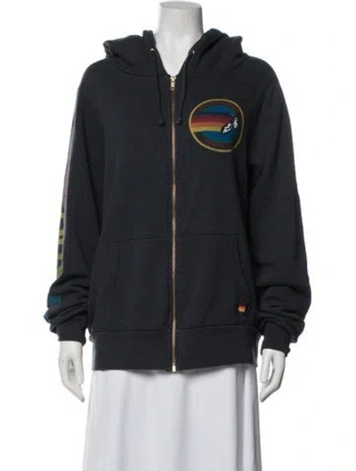 Pre-owned Aviator Nation Graphic Print Bomber Jacket In Blue