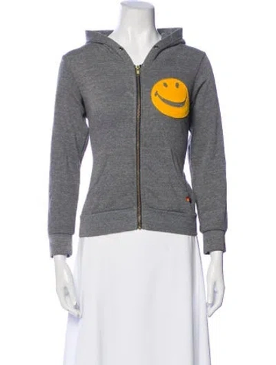 Pre-owned Aviator Nation Graphic Print Bomber Jacket In Gray