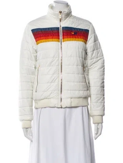 Pre-owned Aviator Nation Graphic Print Bomber Jacket In White