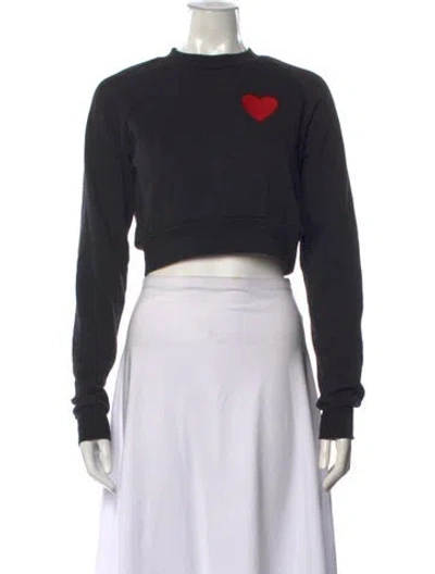 Pre-owned Aviator Nation Graphic Print Crew Neck Crop Top In Black