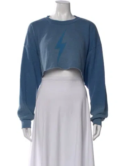 Pre-owned Aviator Nation Graphic Print Crew Neck Crop Top In Blue