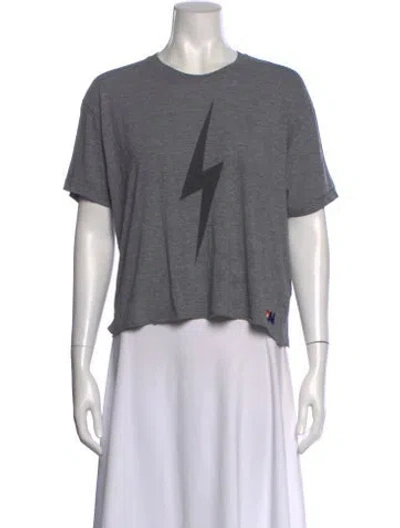 Pre-owned Aviator Nation Graphic Print Crew Neck Crop Top In Gray