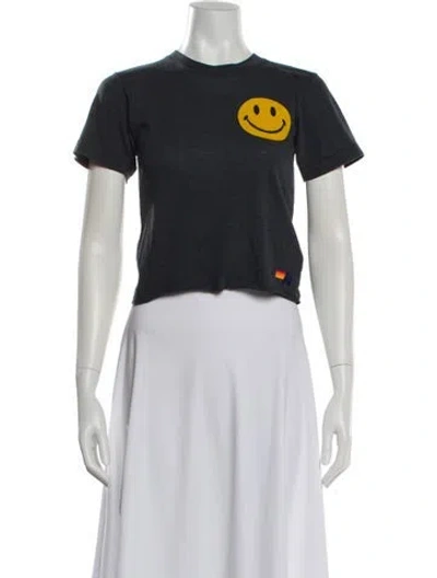 Pre-owned Aviator Nation Graphic Print Crew Neck Crop Top In Gray