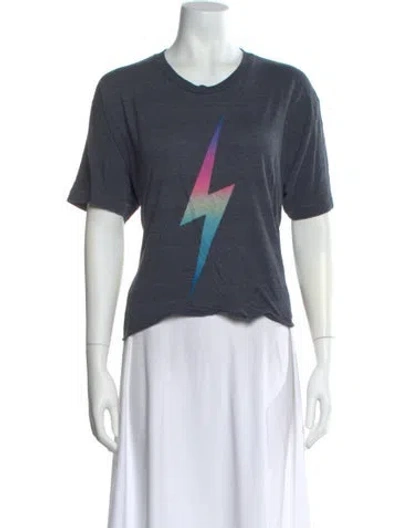 Pre-owned Aviator Nation Graphic Print Crew Neck Crop Top In Gray