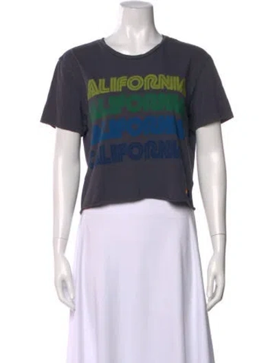 Pre-owned Aviator Nation Graphic Print Crew Neck Crop Top In Gray