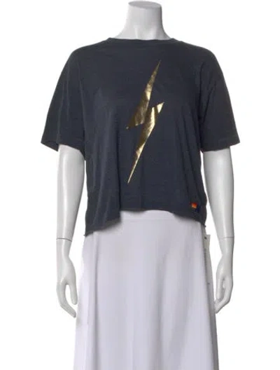 Pre-owned Aviator Nation Graphic Print Crew Neck Crop Top In Gray