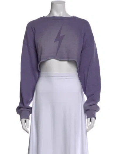 Pre-owned Aviator Nation Graphic Print Crew Neck Crop Top In Gray