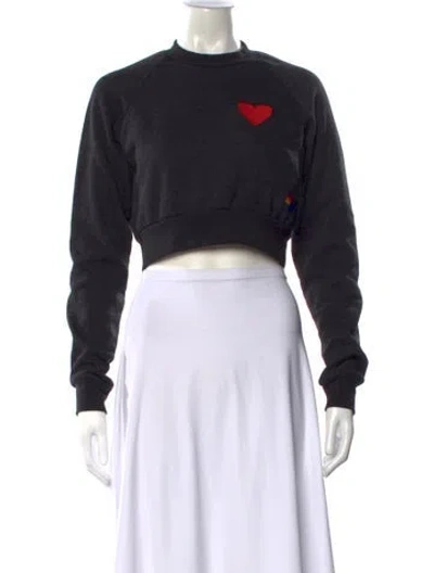 Pre-owned Aviator Nation Graphic Print Crew Neck Crop Top In Gray
