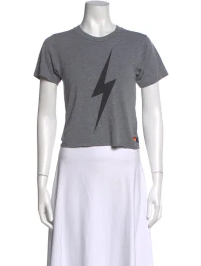 Pre-owned Aviator Nation Graphic Print Crew Neck Crop Top In Gray