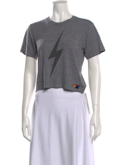 Pre-owned Aviator Nation Graphic Print Crew Neck Crop Top In Gray