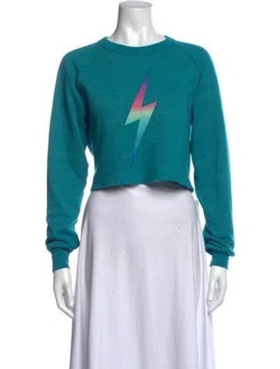 Pre-owned Aviator Nation Graphic Print Crew Neck Crop Top In Green