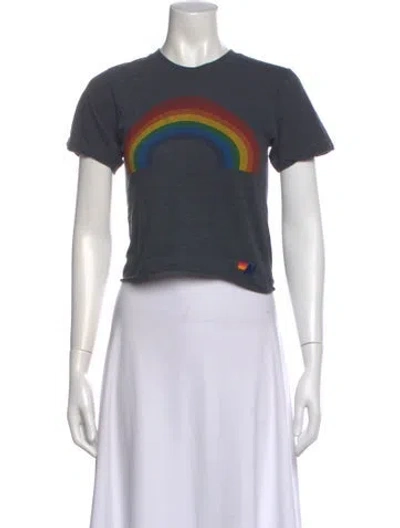 Pre-owned Aviator Nation Graphic Print Crew Neck Crop Top In Multi