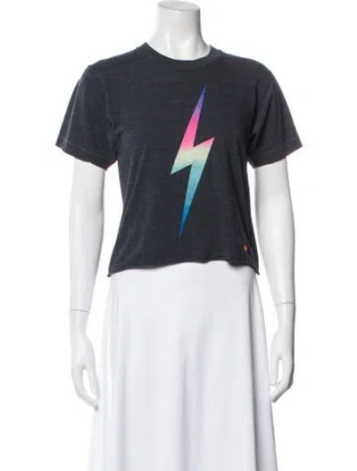Pre-owned Aviator Nation Graphic Print Crew Neck Crop Top In Multi