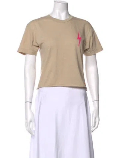 Pre-owned Aviator Nation Graphic Print Crew Neck Crop Top In Neutrals