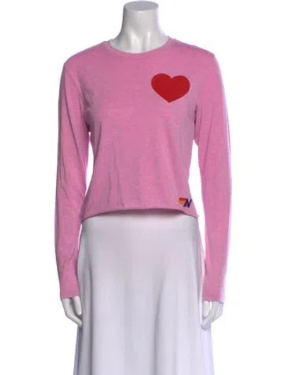 Pre-owned Aviator Nation Graphic Print Crew Neck Crop Top In Pink