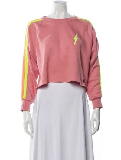 Pre-owned Aviator Nation Graphic Print Crew Neck Crop Top In Pink