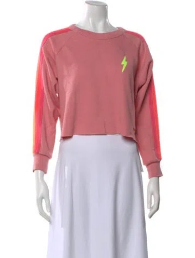 Pre-owned Aviator Nation Graphic Print Crew Neck Crop Top In Pink