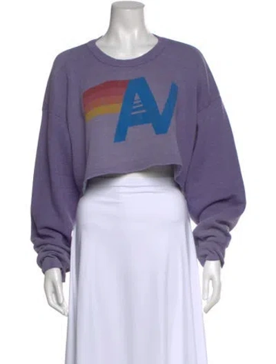 Pre-owned Aviator Nation Graphic Print Crew Neck Crop Top In Purple