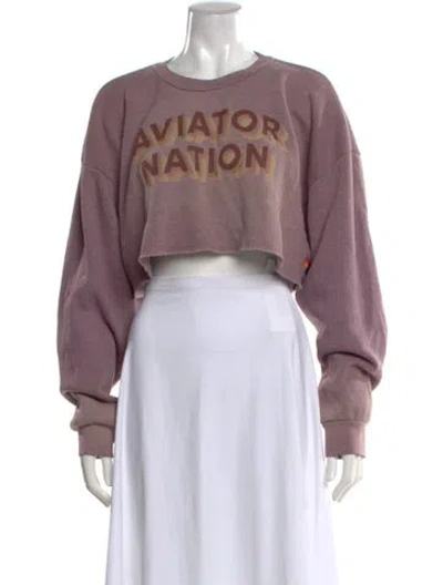 Pre-owned Aviator Nation Graphic Print Crew Neck Crop Top In Purple