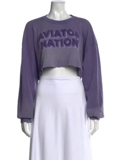 Pre-owned Aviator Nation Graphic Print Crew Neck Crop Top In Purple
