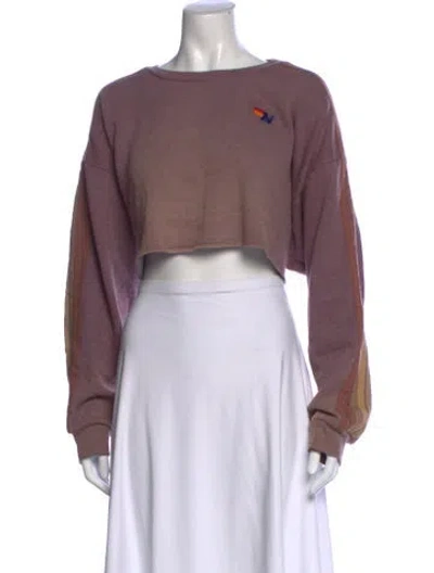 Pre-owned Aviator Nation Graphic Print Crew Neck Crop Top In Purple