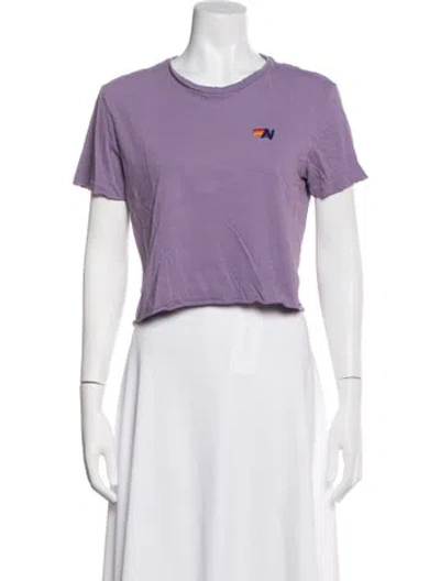 Pre-owned Aviator Nation Graphic Print Crew Neck Crop Top In Purple