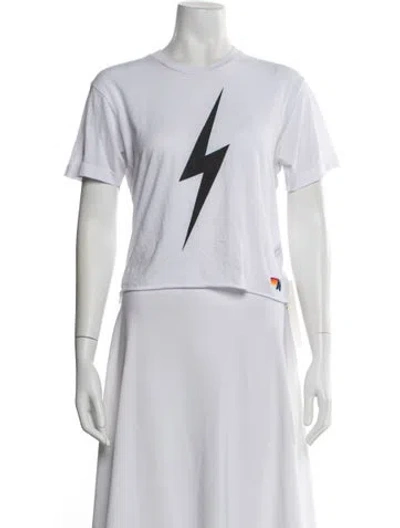 Pre-owned Aviator Nation Graphic Print Crew Neck Crop Top In White