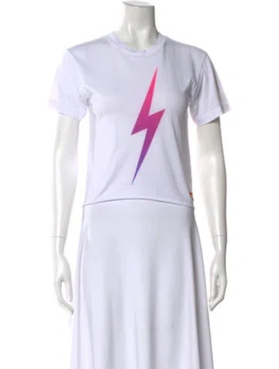 Pre-owned Aviator Nation Graphic Print Crew Neck Crop Top In White
