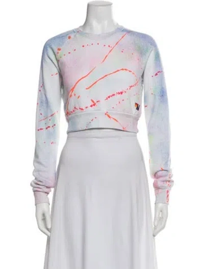 Pre-owned Aviator Nation Graphic Print Crew Neck Crop Top In White