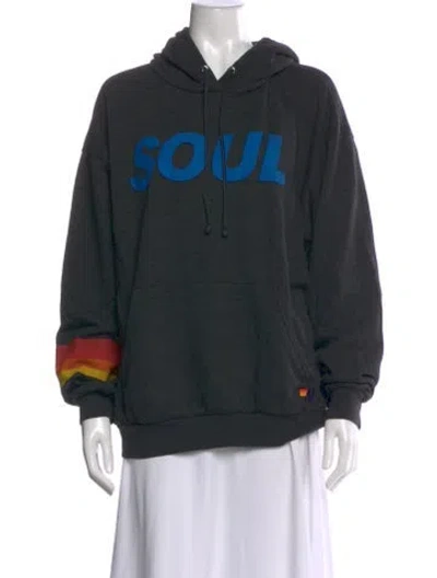 Pre-owned Aviator Nation Graphic Print Crew Neck Hoodie In Black