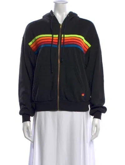 Pre-owned Aviator Nation Graphic Print Crew Neck Hoodie In Black