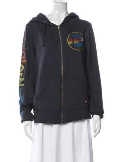 Pre-owned Aviator Nation Graphic Print Crew Neck Hoodie In Black