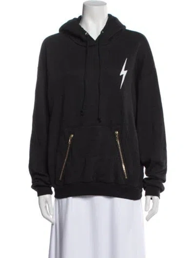 Pre-owned Aviator Nation Graphic Print Crew Neck Hoodie In Blue