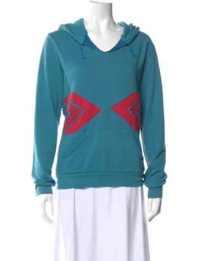 Pre-owned Aviator Nation Graphic Print Crew Neck Hoodie In Blue