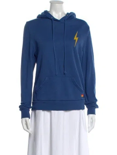 Pre-owned Aviator Nation Graphic Print Crew Neck Hoodie In Blue