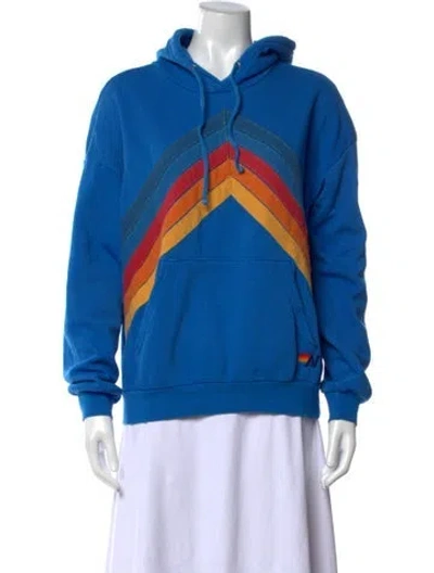 Pre-owned Aviator Nation Graphic Print Crew Neck Hoodie In Blue