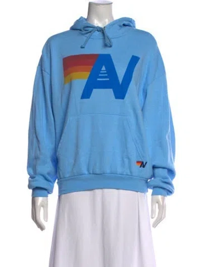 Pre-owned Aviator Nation Graphic Print Crew Neck Hoodie In Blue
