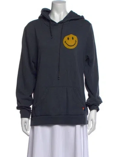 Pre-owned Aviator Nation Graphic Print Crew Neck Hoodie In Blue