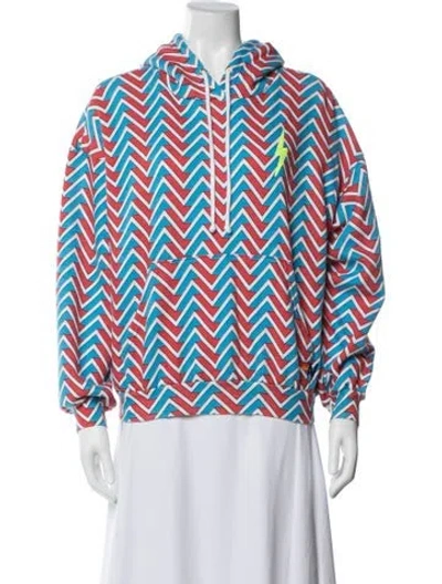 Pre-owned Aviator Nation Graphic Print Crew Neck Hoodie In Blue