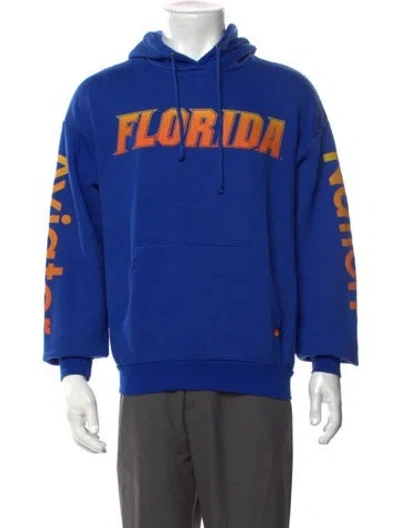 Pre-owned Aviator Nation Graphic Print Crew Neck Hoodie In Blue