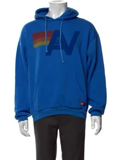 Pre-owned Aviator Nation Graphic Print Crew Neck Hoodie In Blue