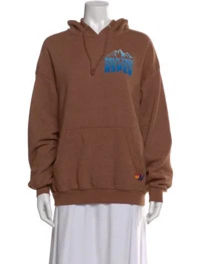 Pre-owned Aviator Nation Graphic Print Crew Neck Hoodie In Brown