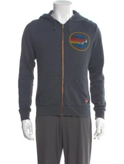 Pre-owned Aviator Nation Graphic Print Crew Neck Hoodie In Gray