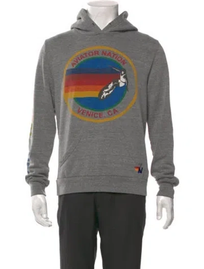 Pre-owned Aviator Nation Graphic Print Crew Neck Hoodie In Gray