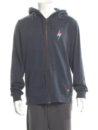 Pre-owned Aviator Nation Graphic Print Crew Neck Hoodie In Gray